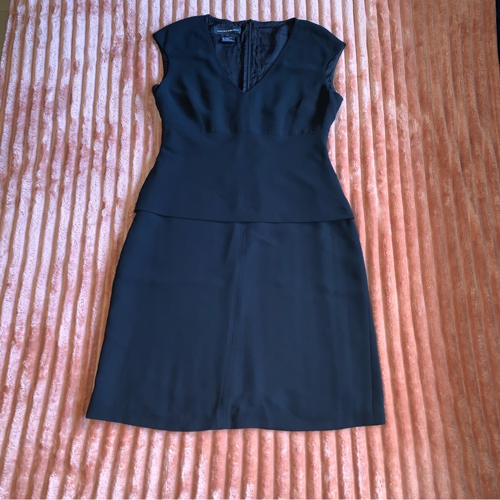 Vtg Jones New York Classic Black Sleeveless Dress w/Peplum Waist Women’s 12